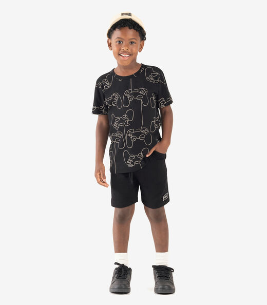 Camiseta Infantil Meia Malha Rovi Kids Preto