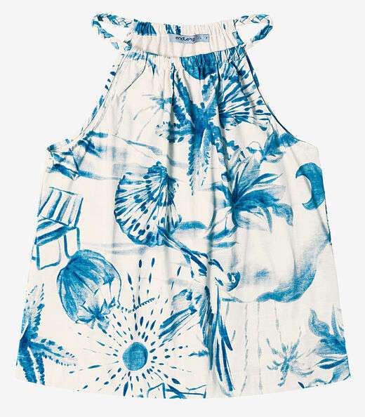 Blusa de Alça Feminina em Meia Malha Endless Azul