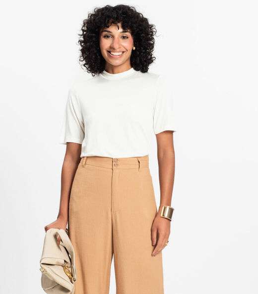 Blusa Feminina Básica em Malha Visco Rovitex Bege