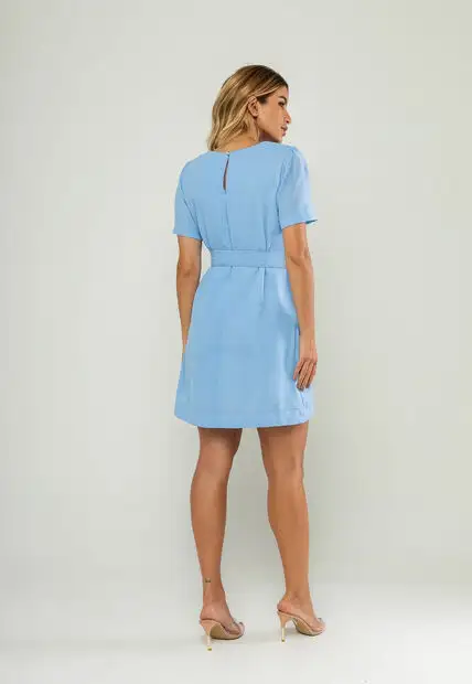 Vestido Curto Com Faixa Azul Salvatore