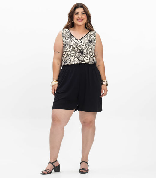 Regata em Viscose Feminina Plus Size Secret Glam Bege
