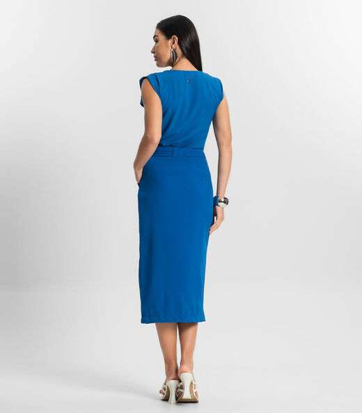 Saia Feminina Midi Endless Azul