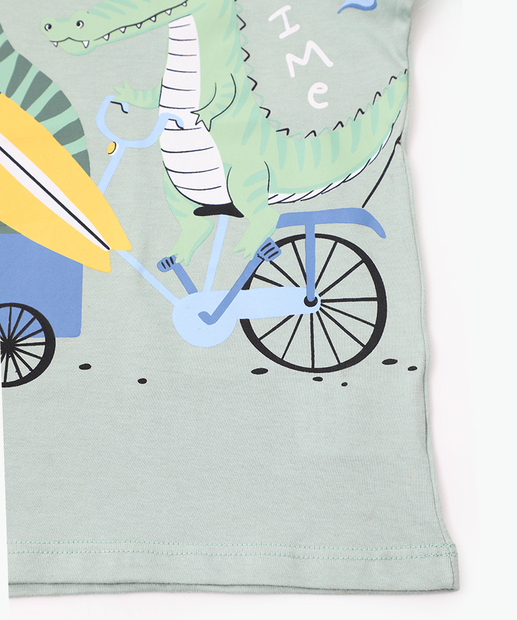 Camiseta Infantil Estampa Jacaré Marisa Tam 1 a 3 Verde