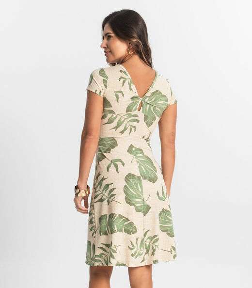 Vestido Curto Feminino Em Liganete Select Bege