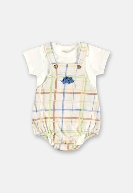 Conjunto Jardineira e Body Suedine Up Baby