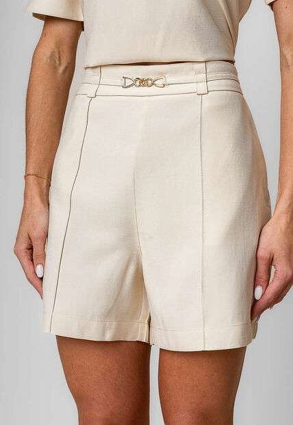 Conjunto Alfaiataria Com Blusa Ampla e Short Fivela Marfim Salvatore