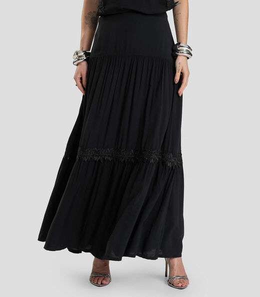 Saia Longa Feminina em Tecido Dianna Preto