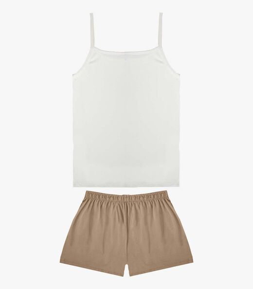 Pijama Feminino Blusa De Alça E Short Infinita Cor Marrom