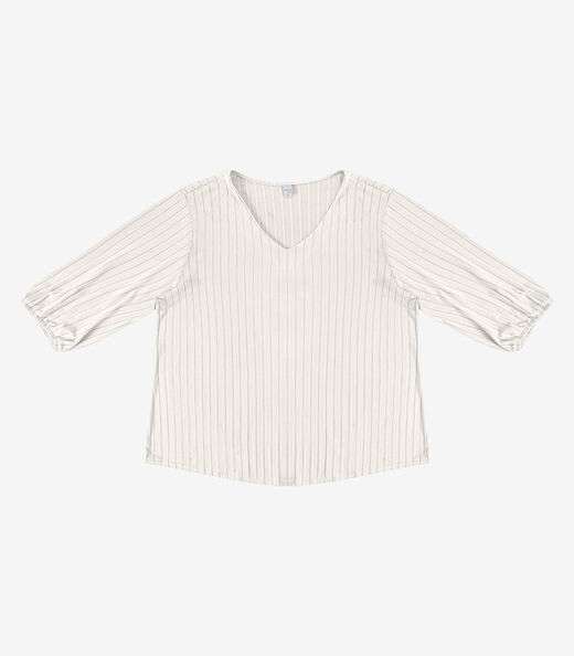 Blusa Canelada Plus Infinita Cor Bege