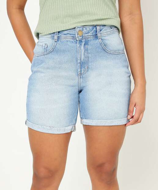 Bermuda Jeans Feminina Destroyed Barra Dobrada Marisa