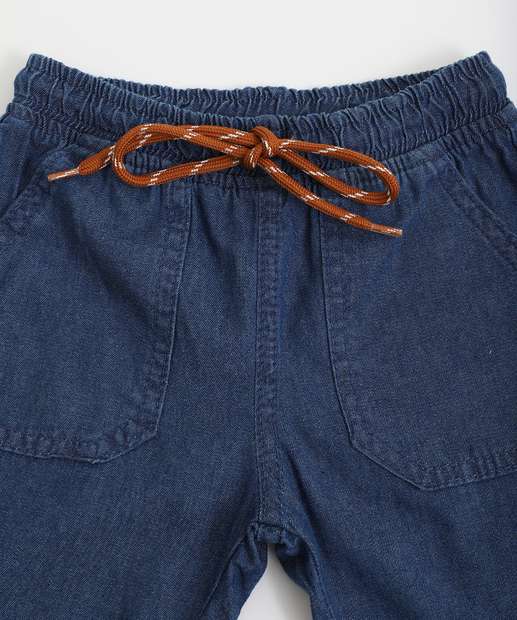 Bermuda Infantil Jeans Jogger Tam 1 a 3 Azul