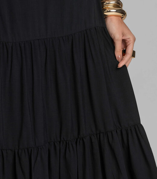 Vestido Longo Feminino De Alça Em Viscose Dianna Preto