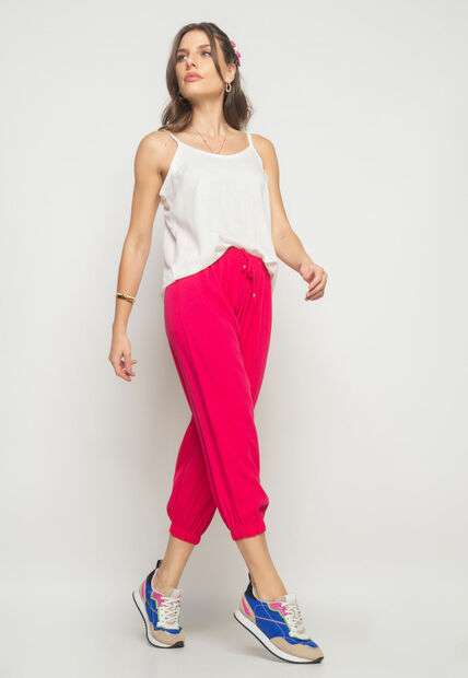 Calça Jogger Viscolinho Rosa Salvatore Fashion