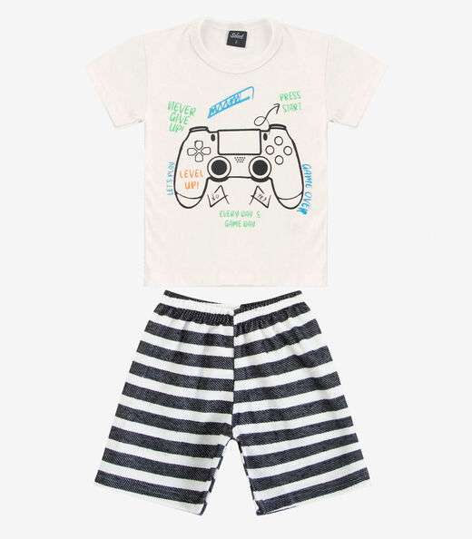 Conjunto Infantil Curto Verão Menino Select Bege