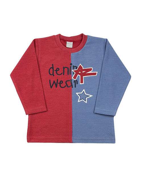 Camiseta Infantil Malha Etno Denim Wear - Coral