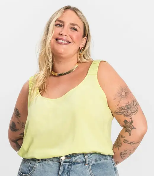 Regata Feminina Plus Size Infinita Cor Amarelo