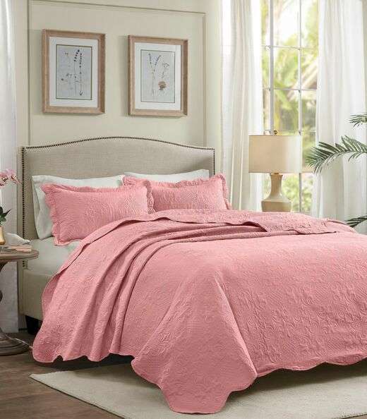 Jogo De Colcha Milao Queen Corttex Rosa