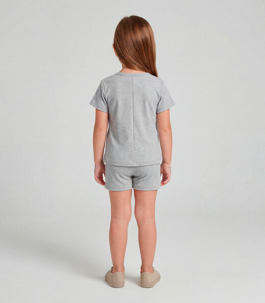 Conjunto Infantil Feminino Blusa e Short Select Cinza