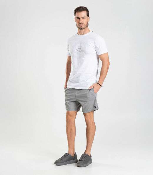 Bermuda Masculina De Microfibra Sarjada Long Bong Cinza