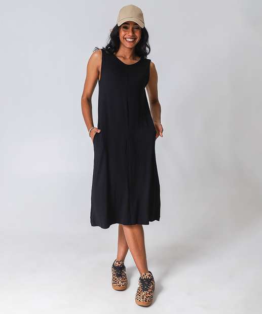 Image_Vestido Midi Feminino Bolsos Marisa Preto