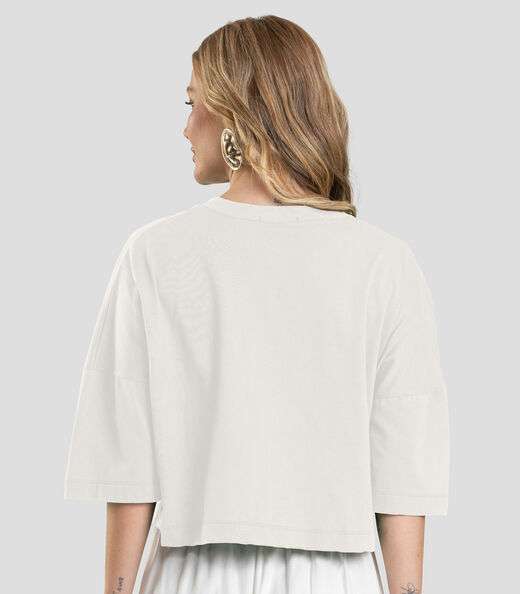 T- Shirt Feminina Cropped Dianna Bege