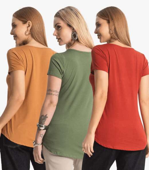 Kit 3 Blusas Femininas Básicas Select Sortidas