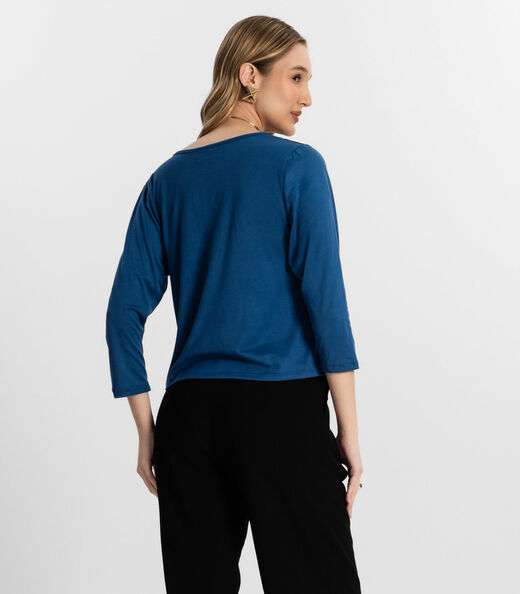 Blusa Manga 7/8 Rovitex Azul