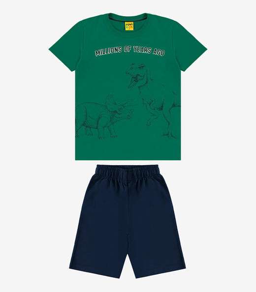 Conjunto Infantil Camiseta Com Bermuda Rovi Kids Verde
