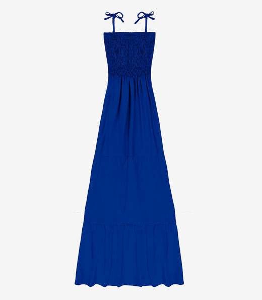 Vestido Longo Feminino De Lastex Duna Liso Select Azul