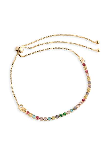 Image_Pulseira Semijoia Riviera Com Zircônias Coloridas Banhada A Ouro 18k