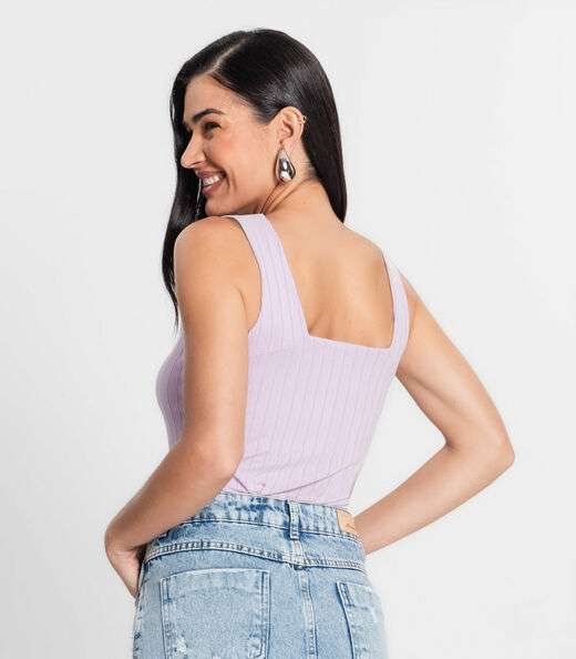 Regata Canelada Feminina Infinita Cor Roxo