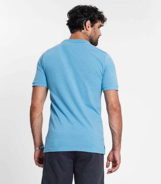 Camisa Polo Masculina Em Piquet Diametro Azul