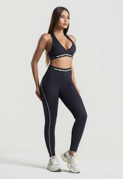 Top Fitness Decote V com Elástico Preto Wemood