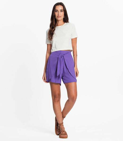 Shorts Feminino Faixa Dupla Viscose Endless Roxo