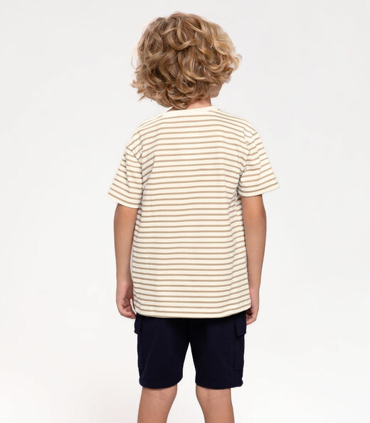 Conjunto Infantil Masculino Listrado Trick Nick Bege