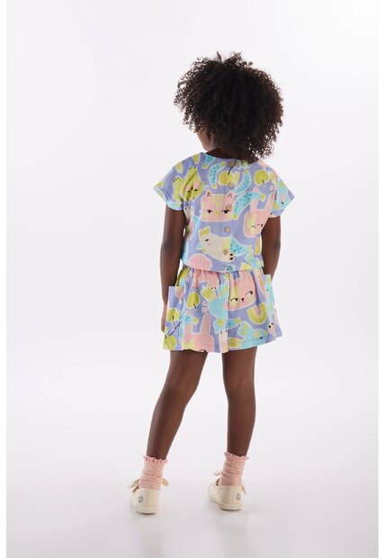 Conjunto Menina com Blusa e Short Três e Já