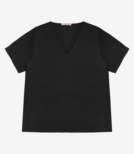 Blusa Manga Curta Feminina Plus Size Secret Glam Preto