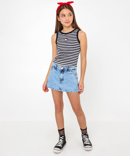 Image_Short Saia Juvenil Jeans Marmorizado Tam 10 a 16 Azul