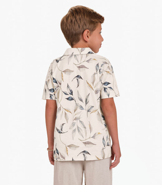 Camisa Meia Malha Menino Trick Nick Bege