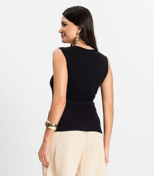 Regata Feminina em Ribana de Viscose Rovitex Preto