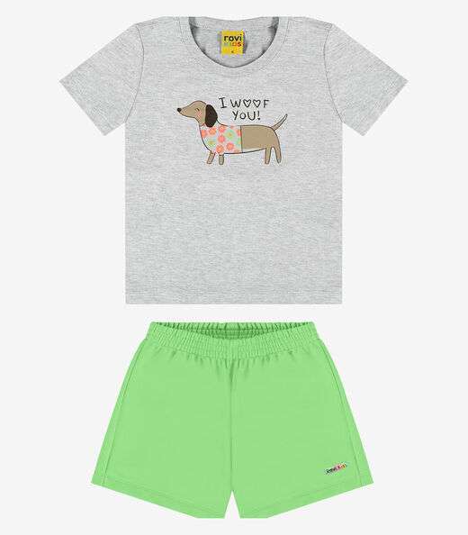 Conjunto Infantil Blusa Com Shorts Rovi Kids Cinza
