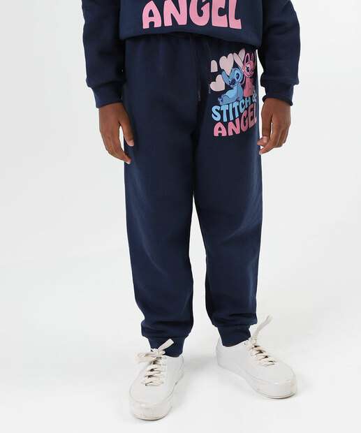 Conjunto Infantil Stitch e Angel Tam 4 a 10 Azul