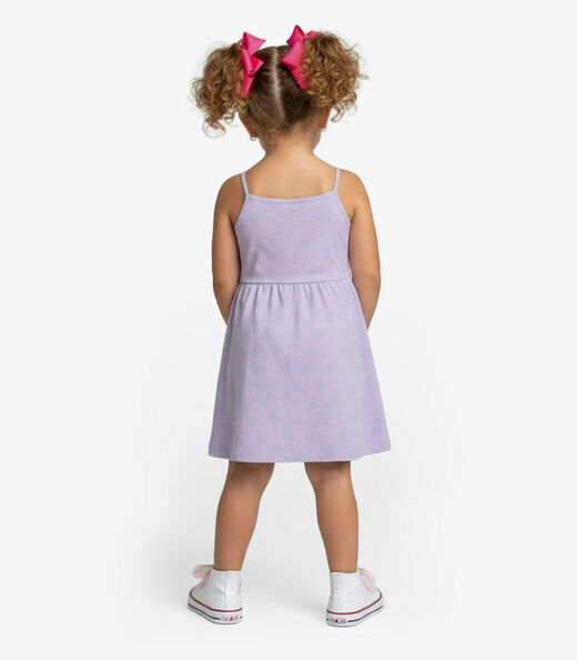 Vestido Infantil Estampado de Alcinha Biju Kids Roxo
