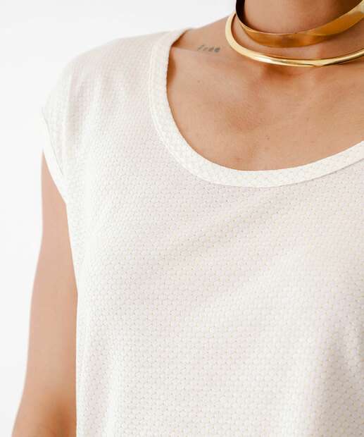 Blusa Feminina Listrada Brilho Lurex Manga Curta Marisa