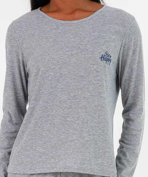 Pijama Feminino Longo Mescla Básico Marisa