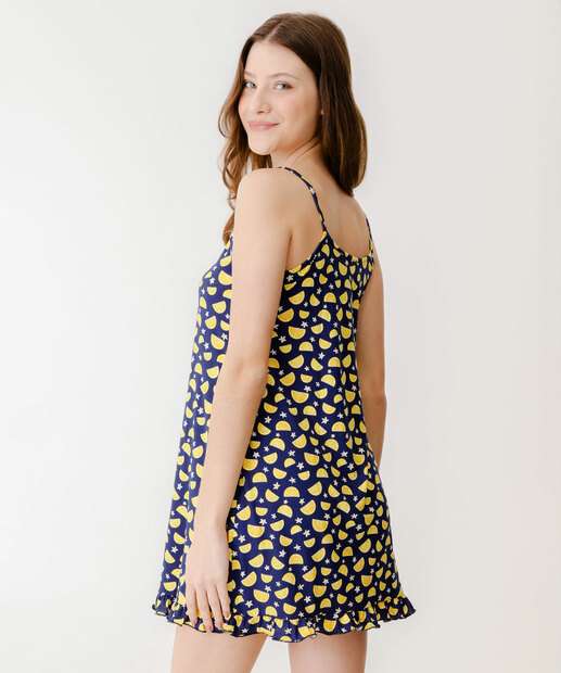 Camisola Estampa Limões Alças Finas Marisa Azul