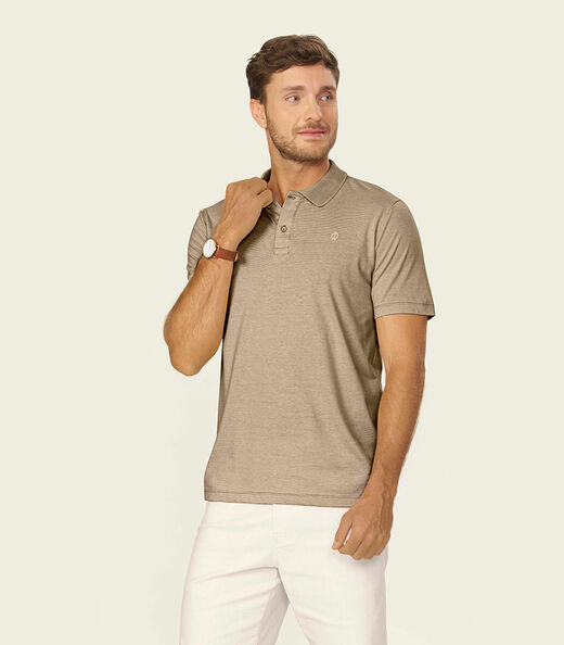 Image_Polo Masculina Meia Malha Listrada Linho Diametro Marrom