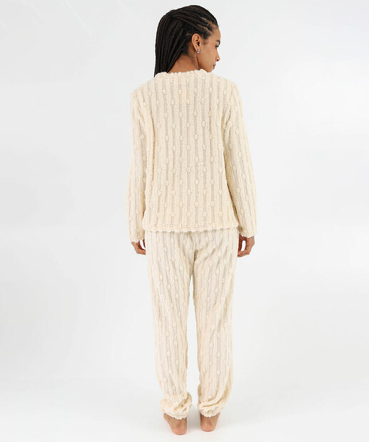 Pijama Feminino Jaquard Bordado Coração Marisa Bege