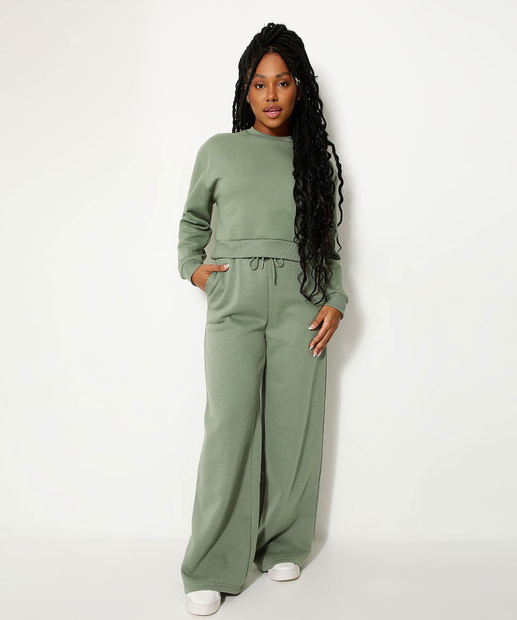 Calça Wide Leg Moletom Feminina Marisa