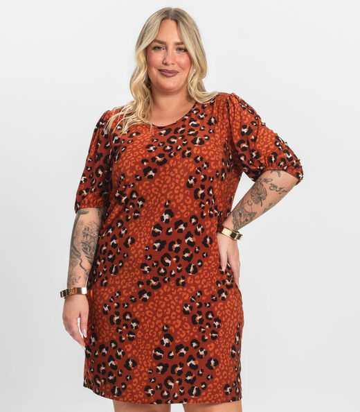 Vestido Malha Fria Plus Infinita Cor Laranja